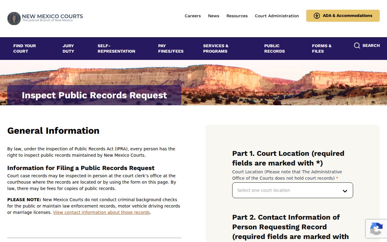 Bernalillo County criminal court records request portal