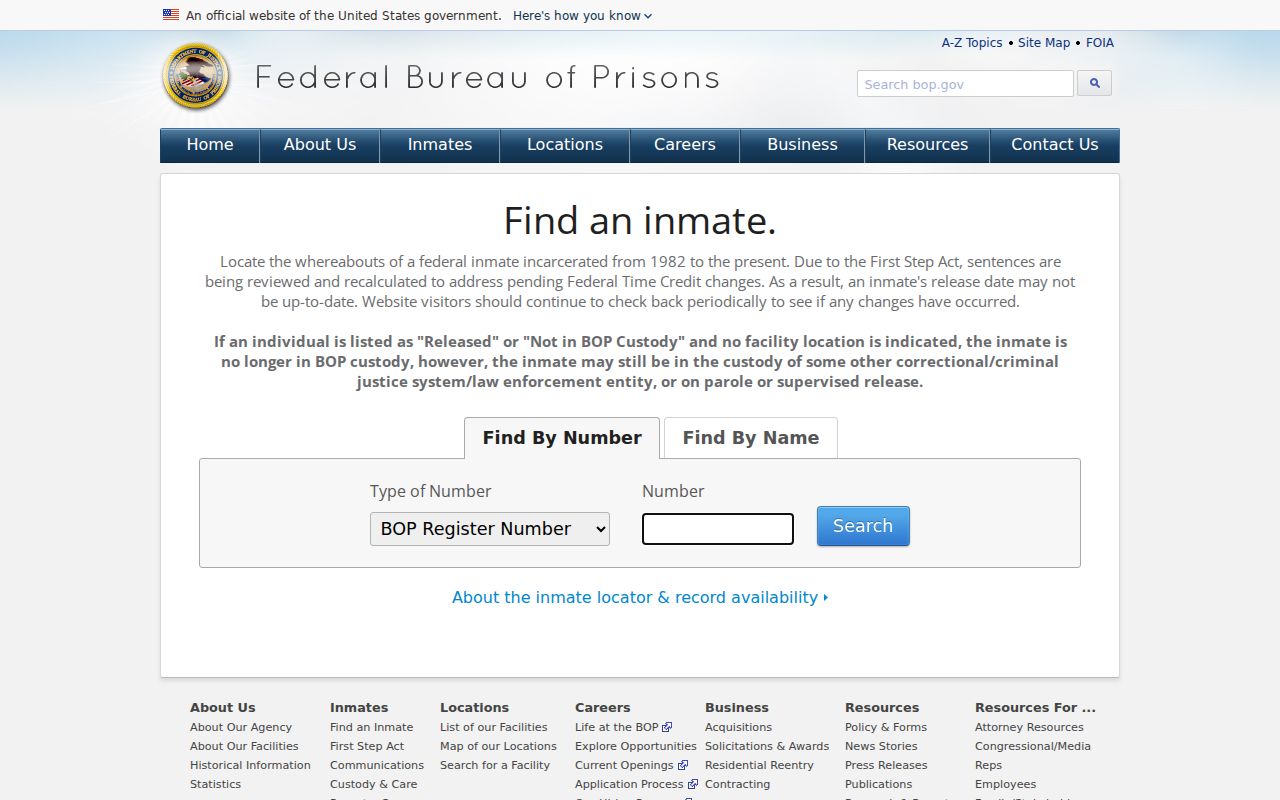 Bernalillo County criminal history federal inmate locator