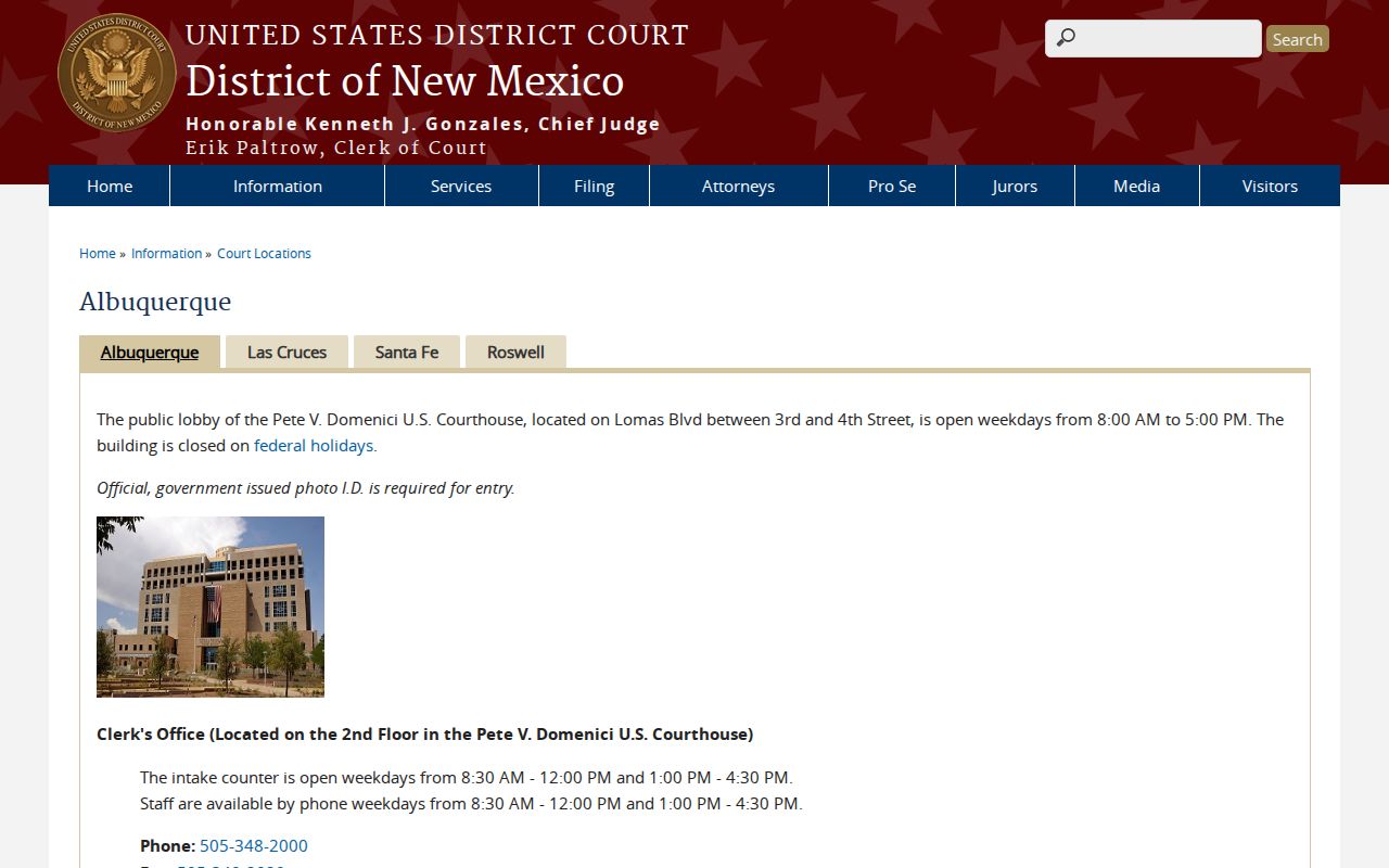 Bernalillo County criminal records federal courthouse